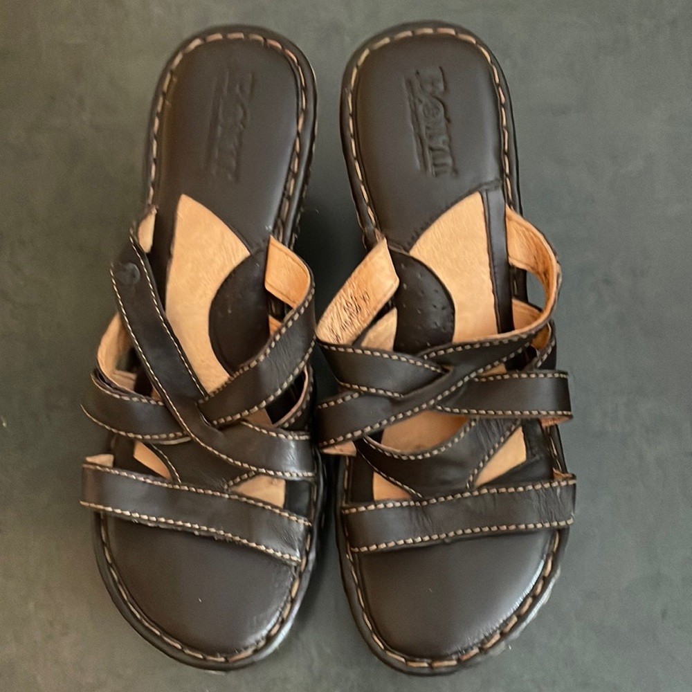 Born slide-on leather & jute sandals